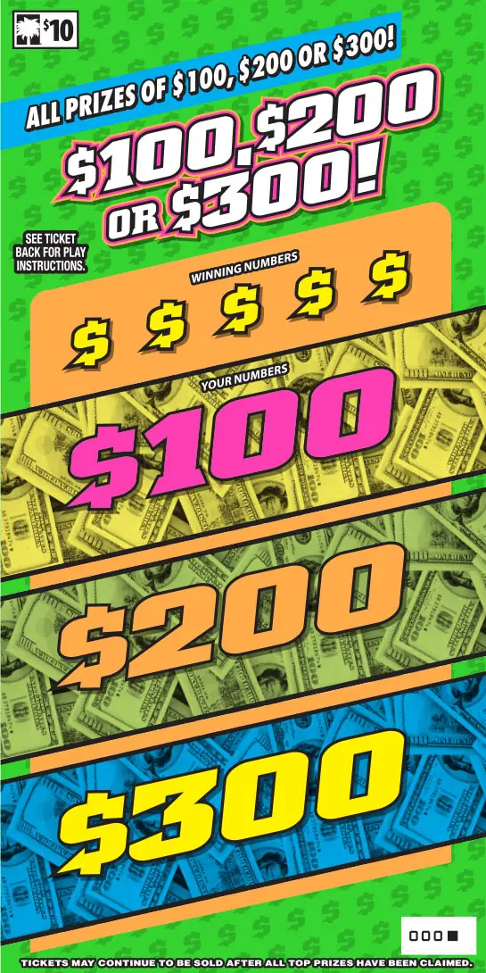 $100, $200 or $300! South Carolina scratch-off ticket