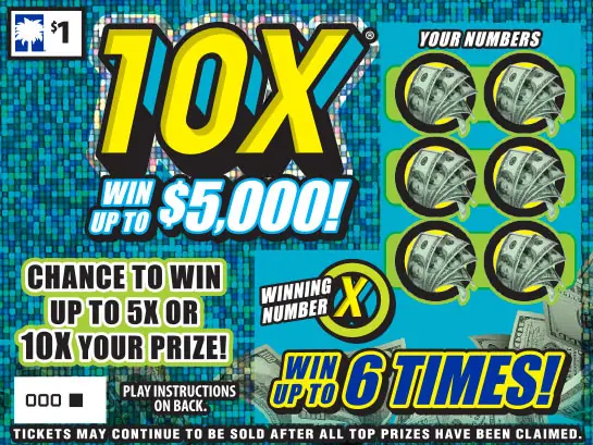 10X South Carolina scratch-off ticket