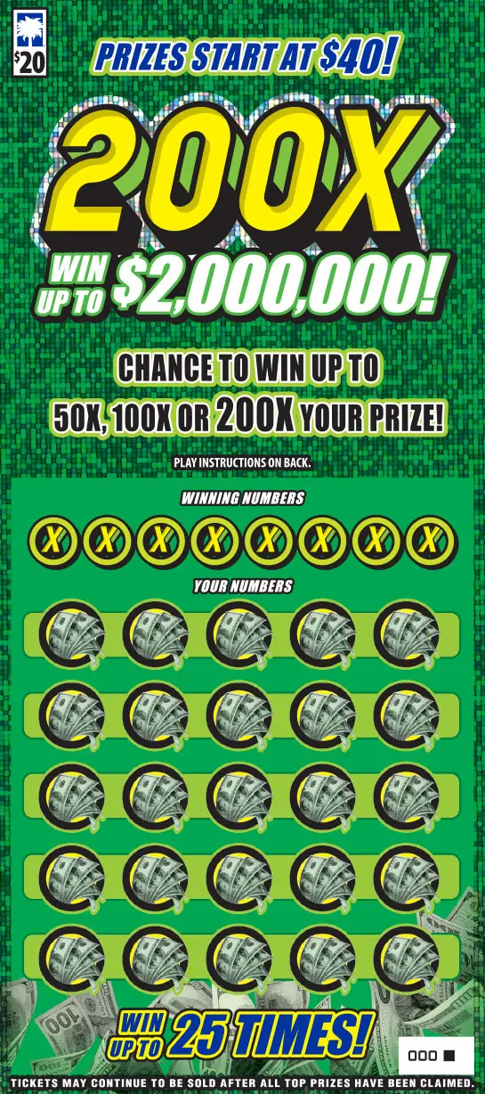 200X South Carolina scratch-off ticket
