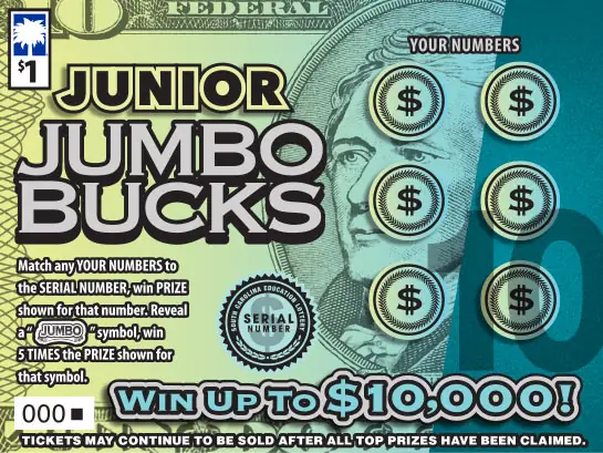Junior Jumbo Bucks South Carolina scratch-off ticket