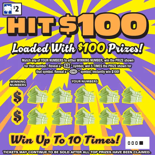 Hit $100 South Carolina scratch-off ticket