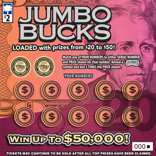 Jumbo Bucks South Carolina scratch-off ticket
