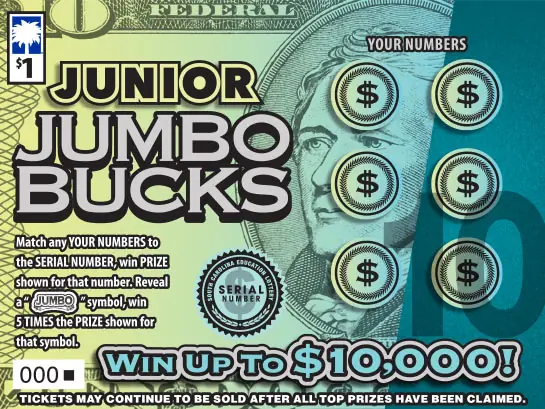 Junior Jumbo Bucks South Carolina scratch-off ticket