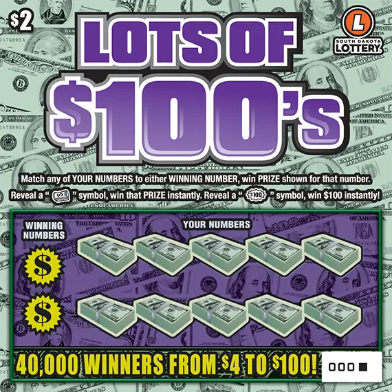LOTS OF $100'S South Dakota scratch game ticket