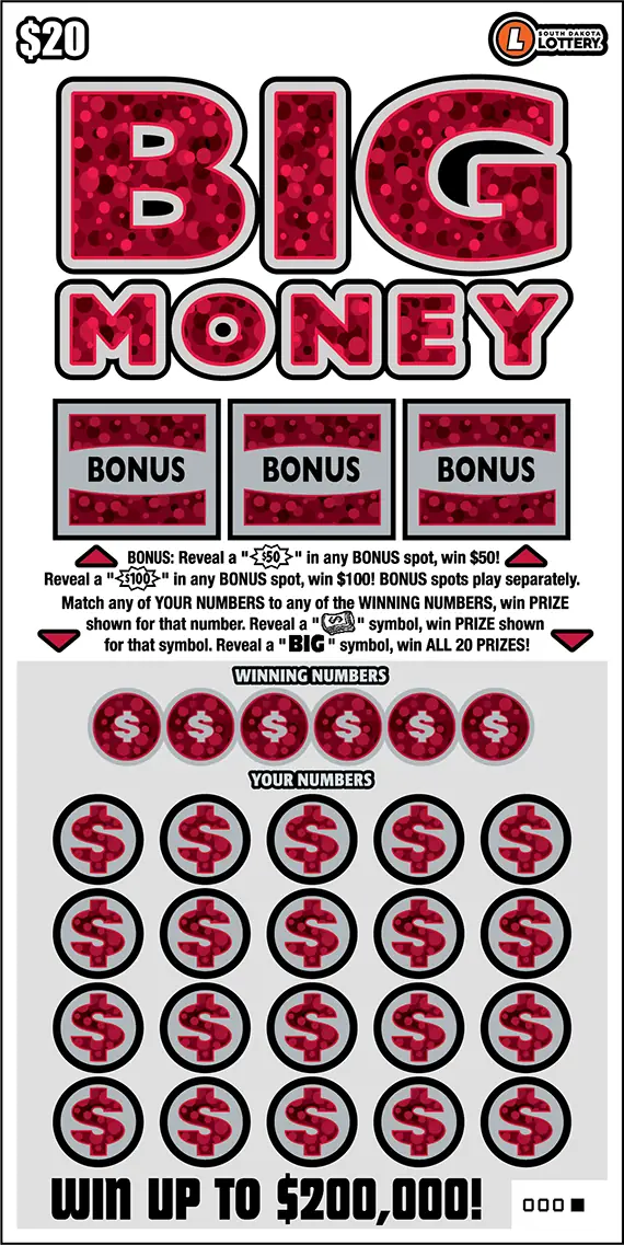 BIG MONEY South Dakota scratch game ticket