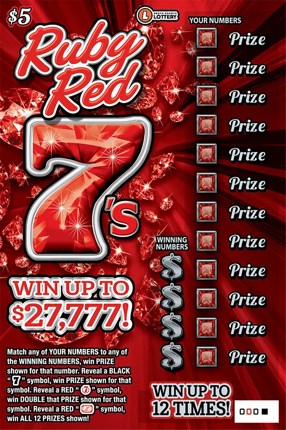 RUBY RED 7'S South Dakota scratch game ticket