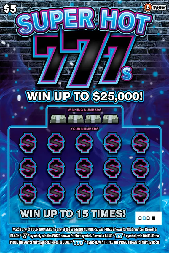 SUPER HOT 777S South Dakota scratch game ticket