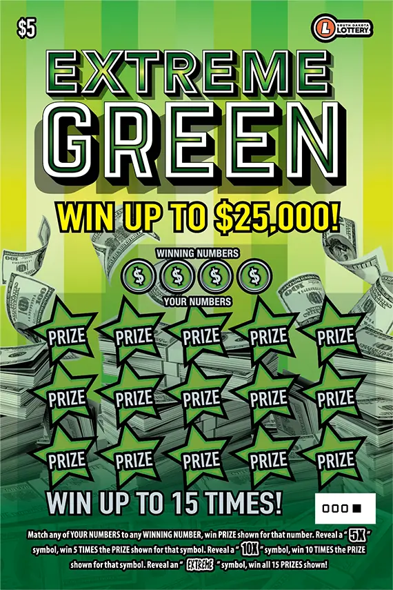 EXTREME GREEN South Dakota scratch game ticket