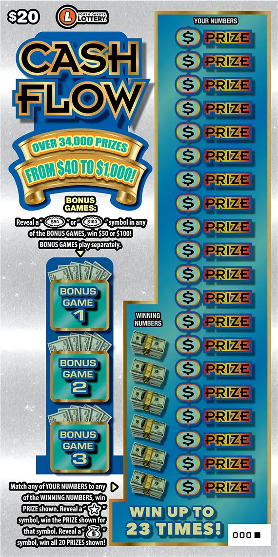 CASH FLOW South Dakota scratch game ticket