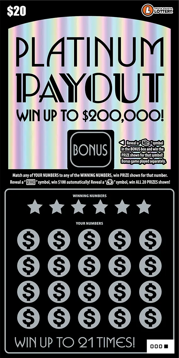 PLATINUM PAYOUT South Dakota scratch game ticket