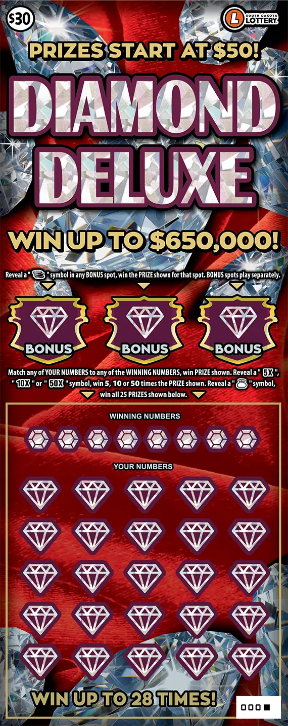 DIAMOND DELUXE South Dakota scratch game ticket