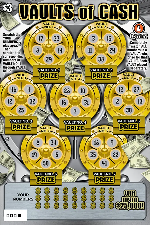 VAULTS of CASH South Dakota scratch game ticket