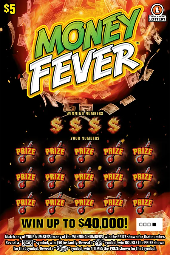 MONEY FEVER South Dakota scratch game ticket