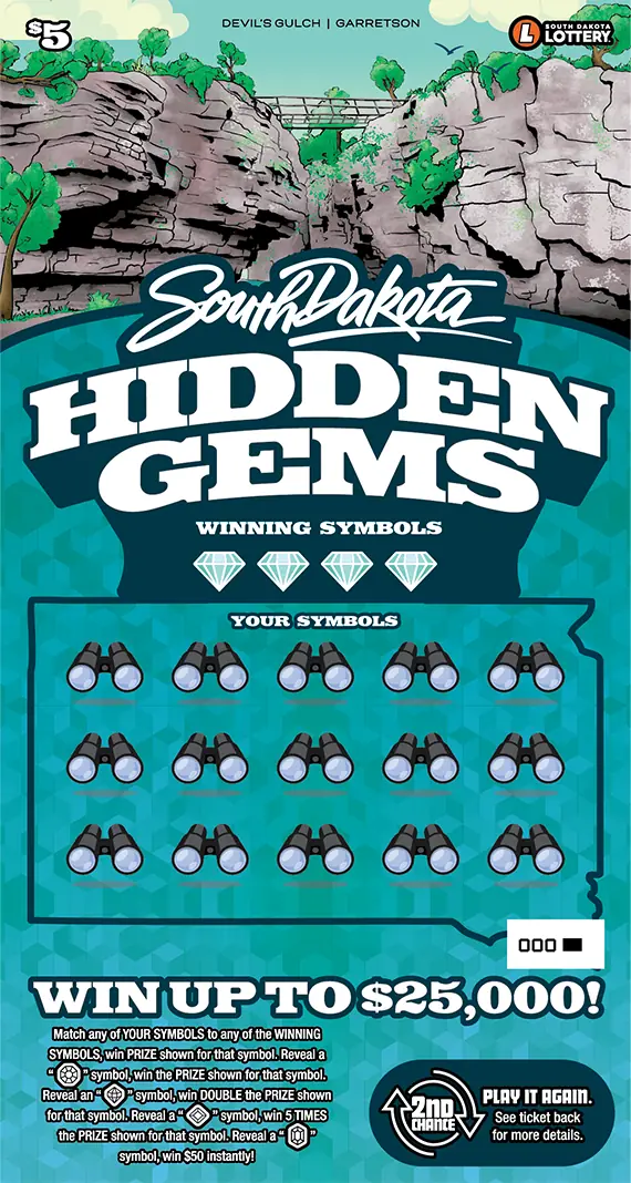 SOUTH DAKOTA HIDDEN GEMS South Dakota scratch game ticket