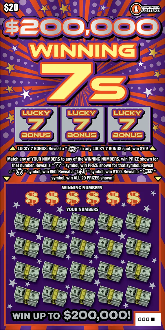$200,000 WINNING 7S South Dakota scratch game ticket
