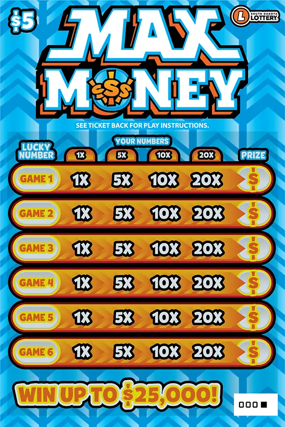 MAX MONEY South Dakota scratch game ticket