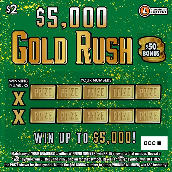 $5,000 GOLD RUSH South Dakota scratch game ticket
