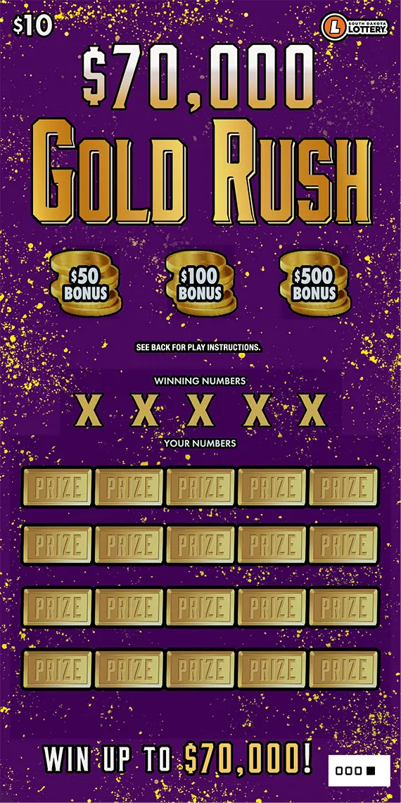 $70,000 GOLD RUSH South Dakota scratch game ticket