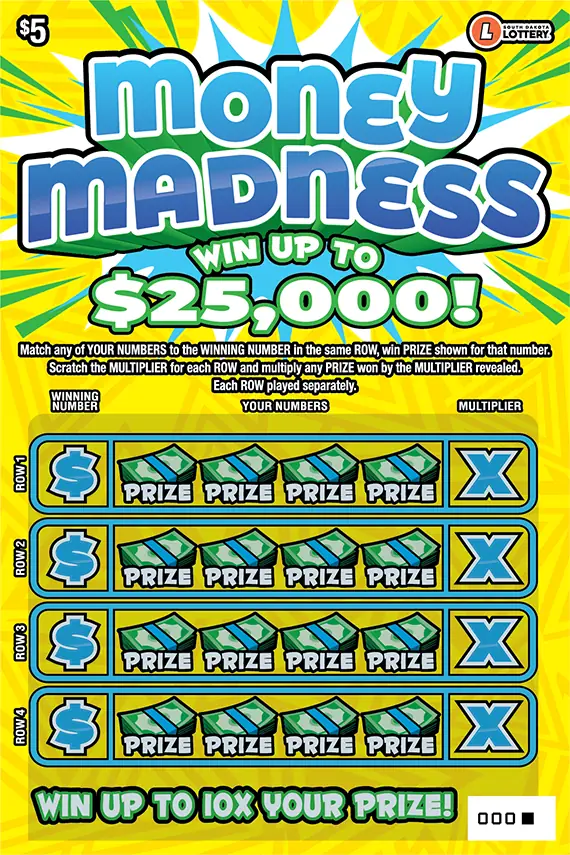 MONEY MADNESS South Dakota scratch game ticket