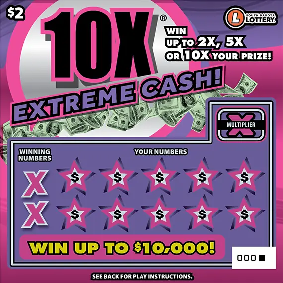 10X EXTREME CASH! South Dakota scratch game ticket