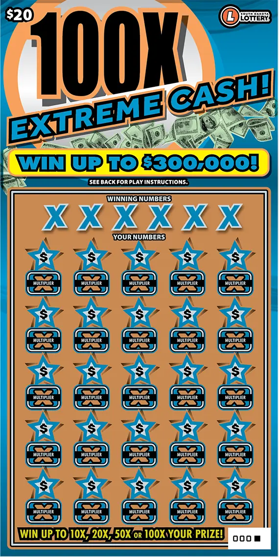 100X EXTREME CASH! South Dakota scratch game ticket