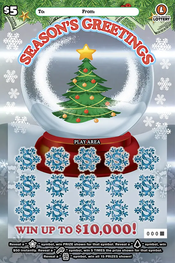 SEASON'S GREETINGS South Dakota scratch game ticket