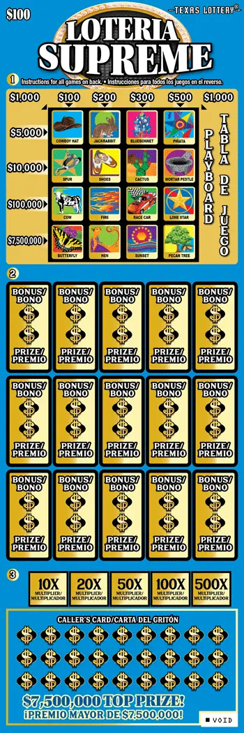 Loteria Supreme Texas scratch-off ticket