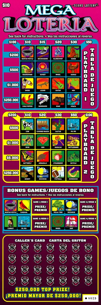 Mega Loteria Texas scratch-off ticket