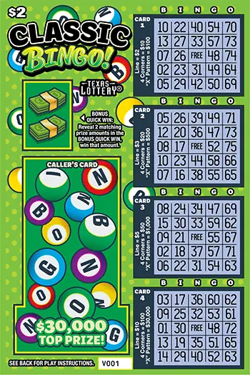 Classic Bingo! Texas scratch-off ticket