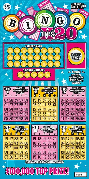 Bingo Times 20 Texas scratch-off ticket