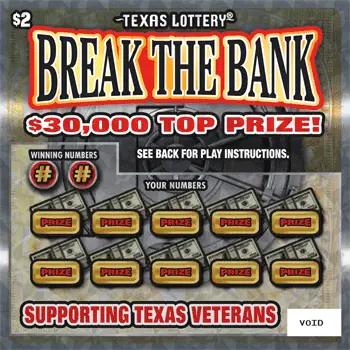 Break the Bank Texas scratch-off ticket
