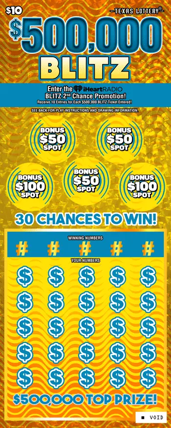 $500,000 Blitz Texas scratch-off ticket