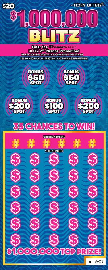 $1,000,000 Blitz Texas scratch-off ticket