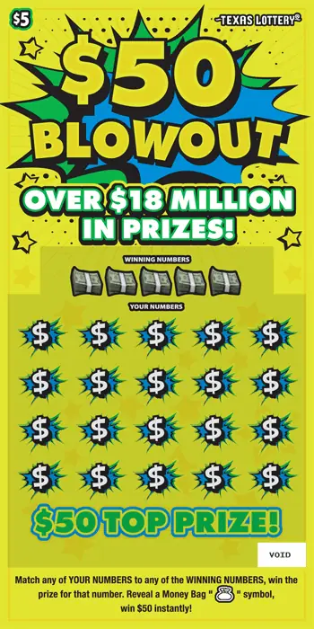 $50 Blowout Texas scratch-off ticket
