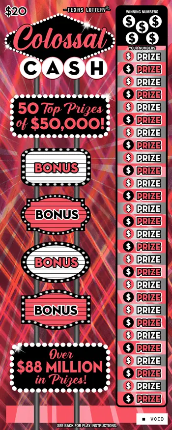 Colossal Cash Texas scratch-off ticket