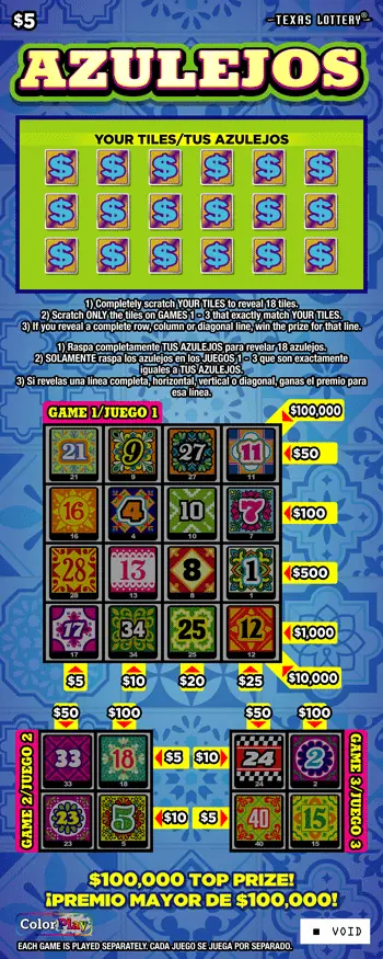 Azulejos Texas scratch-off ticket