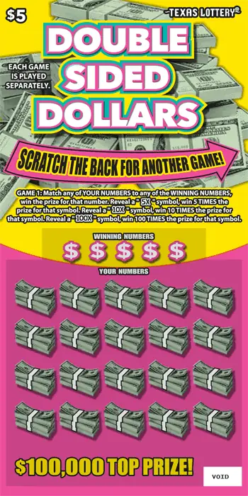 Double Sided Dollars Texas scratch-off ticket