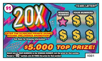 20X Texas scratch-off ticket