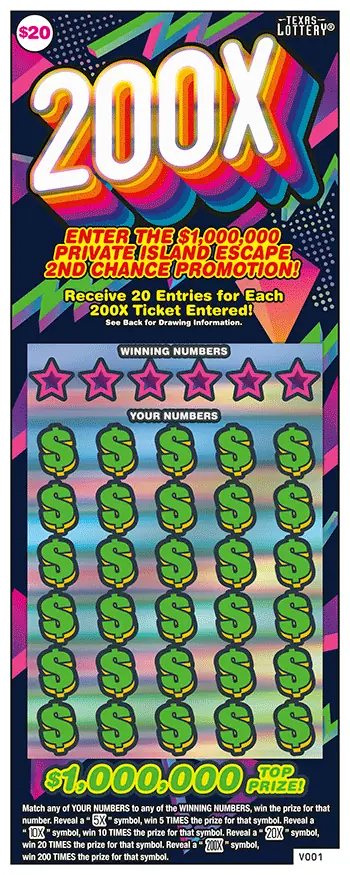 200X Texas scratch-off ticket