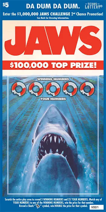 Jaws Texas scratch-off ticket