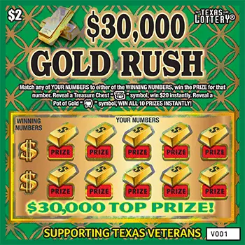 $30,000 Gold Rush Texas scratch-off ticket