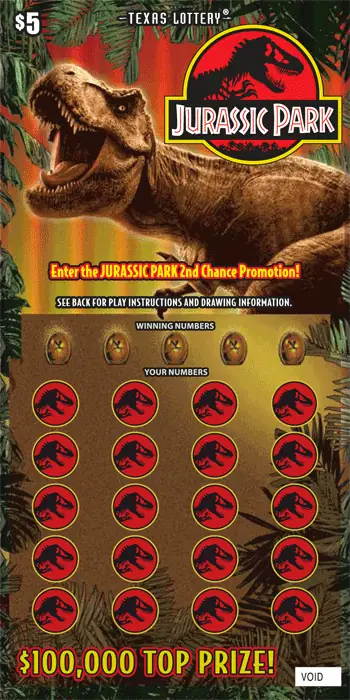 Jurassic Park Texas scratch-off ticket