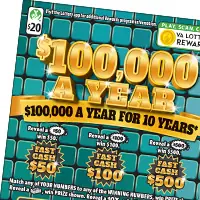 $100,000 A YEAR Virginia scratcher ticket