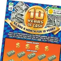 10 YEARS OF CASH Virginia scratcher ticket