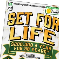SET FOR LIFE Virginia scratcher ticket