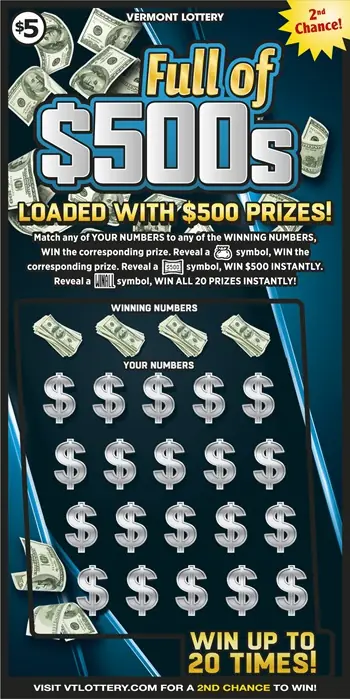 Full of $500s Vermont instant ticket ticket