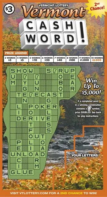Vermont Cashword Vermont instant ticket ticket