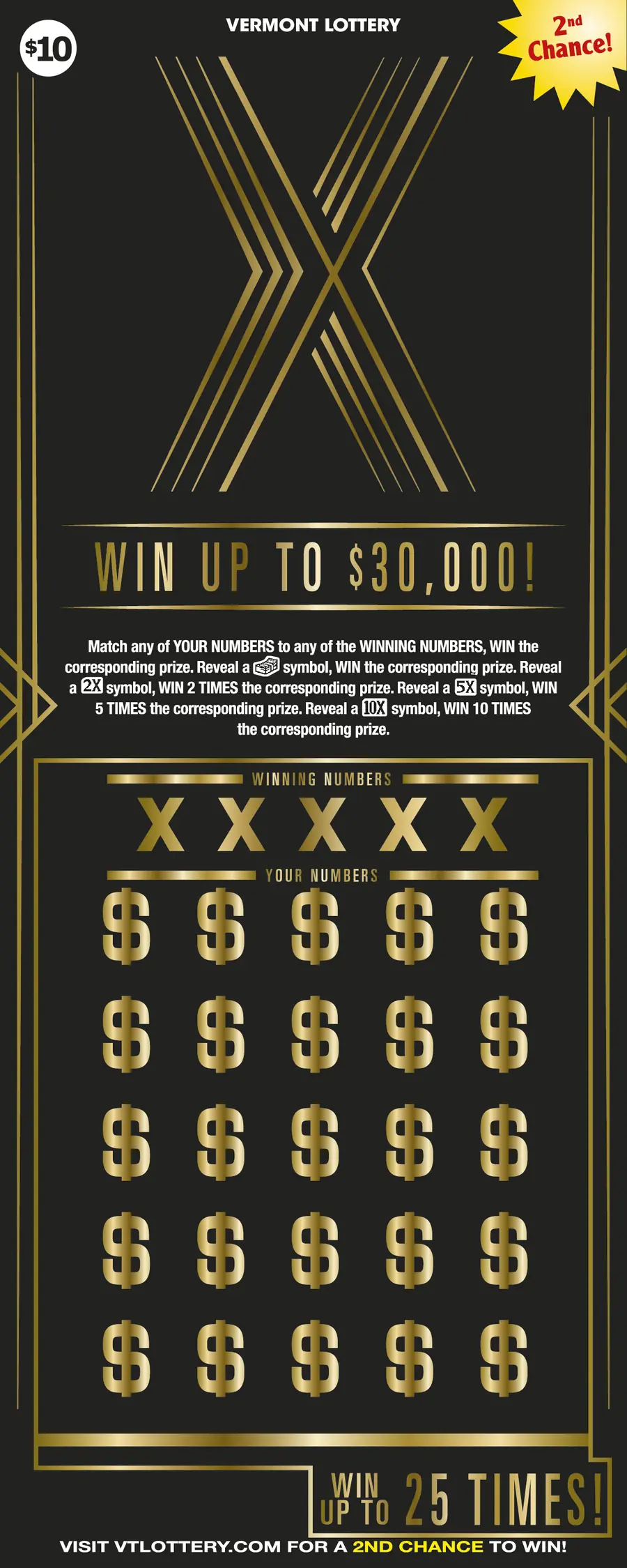 X Vermont instant ticket ticket