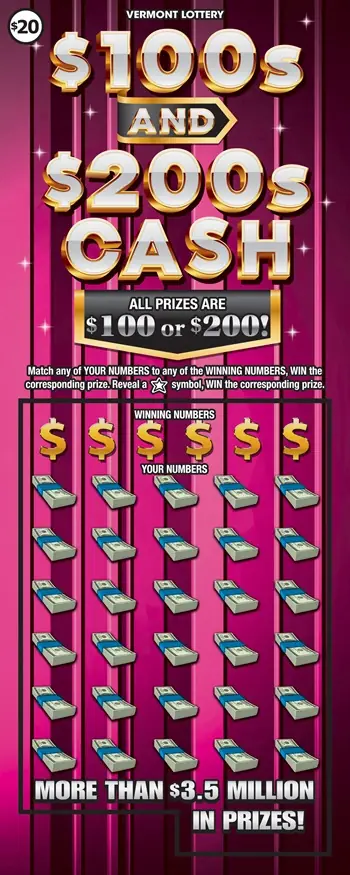 $100s and $200s Cash Vermont instant ticket ticket