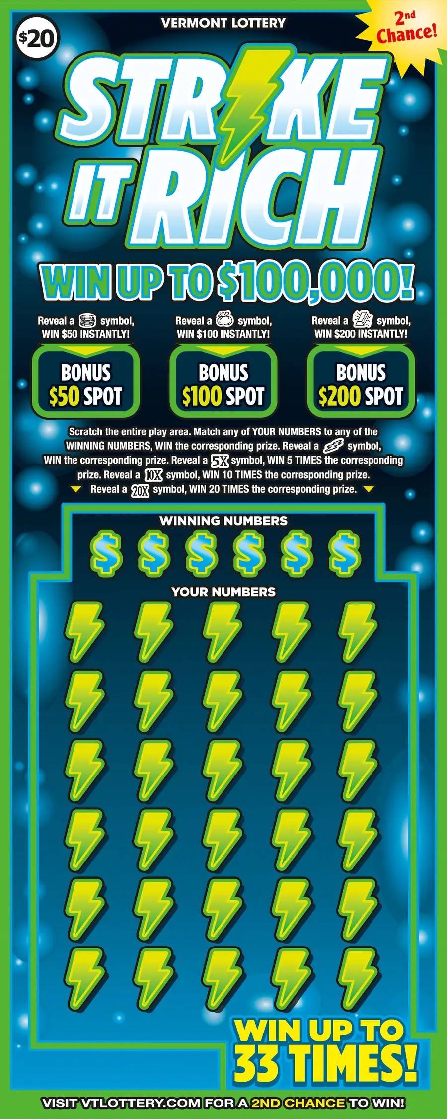 Strike It Rich Vermont instant ticket ticket